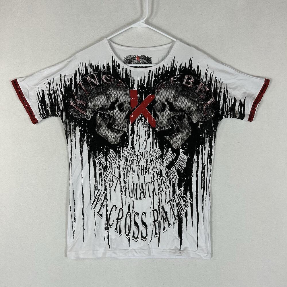 Kingz Rebel T-Shirt Womens Large Brazilian Jiu Jitsu Graphic Print Rhinestones
